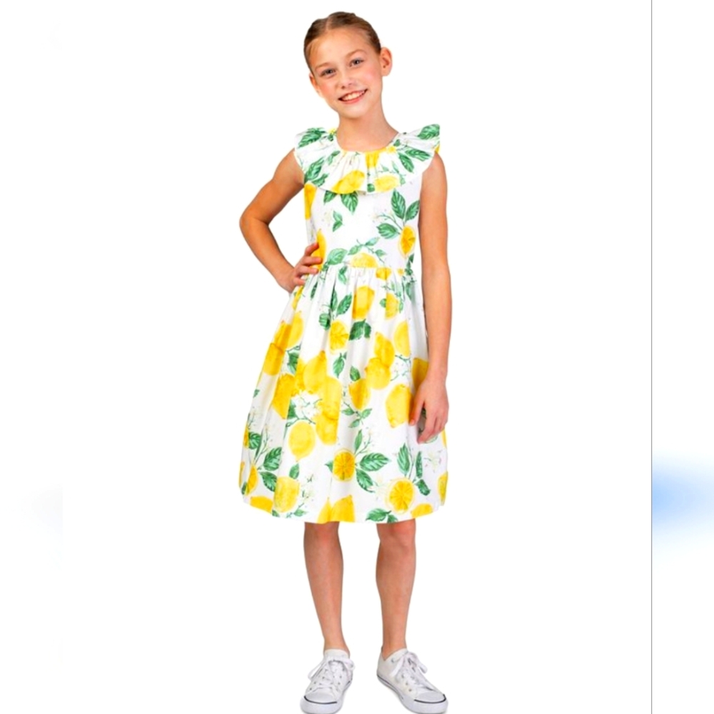 BONNIE JEAN BIG GIRLS RUFFLED LEMON DRESS SIZE 14